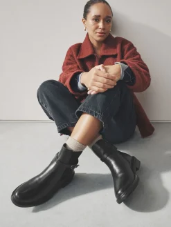 Next Standard/Wide Fit Buckled Chelsea Boots Black New