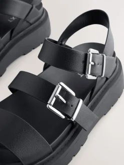 Next Standard/Wide Fit Chunky Buckled Sandals Black Hot