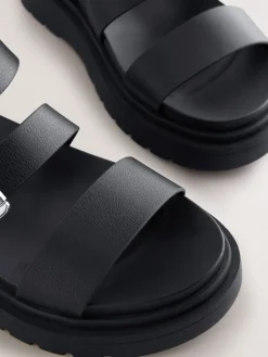 Next Standard/Wide Fit Chunky Buckled Sandals Black Hot