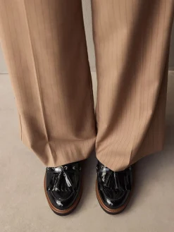 Next Standard/Wide Fit Chunky Patent Tassel Detail Loafers Black Discount