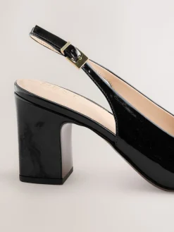 Next Standard/Wide Fit Hardware Slingback Block Heels Black Discount