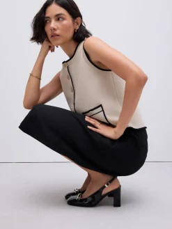 Next Standard/Wide Fit Hardware Slingback Block Heels Black Discount