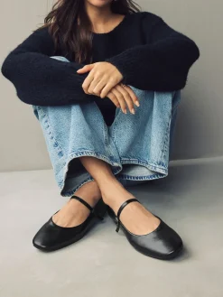 Next Standard/Wide Fit Round Toe Mary Jane Shoes Black Outlet