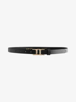 Next Statement Buckle Skinny Leather Belt Black Hot