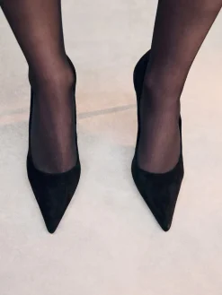 Next Extra Wide Fit Leather Mid Court Shoes Black Suede