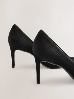 Next Extra Wide Fit Leather Mid Court Shoes Black Suede