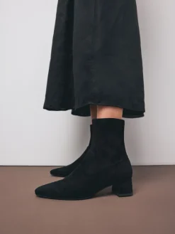 Next Motionflex Block Heeled Sock Boots Black Suede Outlet