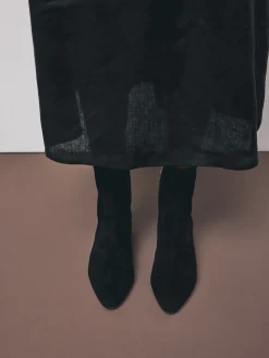 Next Motionflex Block Heeled Sock Boots Black Suede Outlet