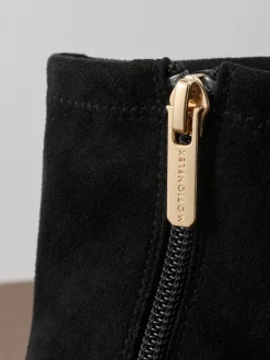 Next Motionflex Block Heeled Sock Boots Black Suede Outlet