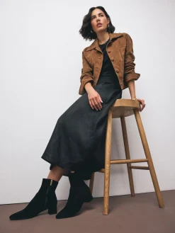 Next Motionflex Block Heeled Sock Boots Black Suede Outlet