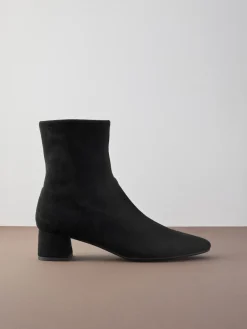 Next Motionflex Block Heeled Sock Boots Black Suede Outlet