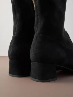 Next Motionflex Block Heeled Sock Boots Black Suede Outlet