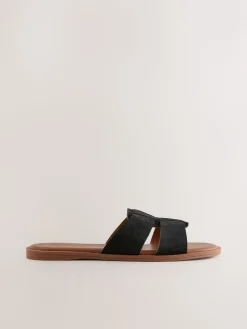 Next Black Suede Standard/Wide Fit Slot Mule Sandals Discount