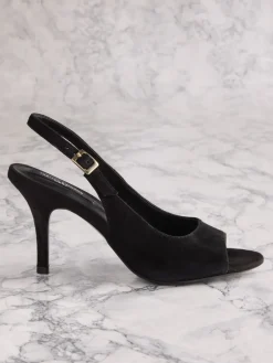 Next Tabitha Simmons X Ivy Peep Toe Sling Back Heels Black Suede Hot