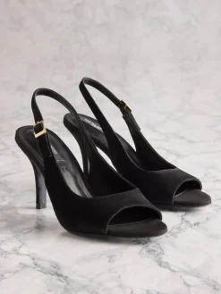 Next Tabitha Simmons X Ivy Peep Toe Sling Back Heels Black Suede Hot