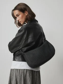 Next Black Suede Weave Sling Bag Hot