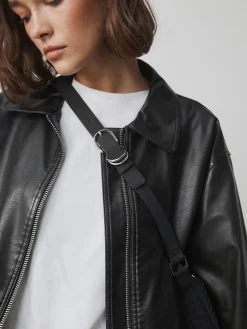 Next Black Suede Weave Sling Bag Hot