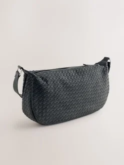 Next Black Suede Weave Sling Bag Hot
