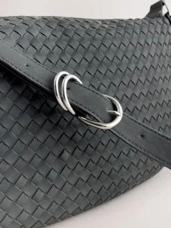 Next Black Suede Weave Sling Bag Hot