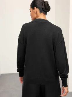 Next Black Supersoft V-Neck Cardigan With Pockets Clearance