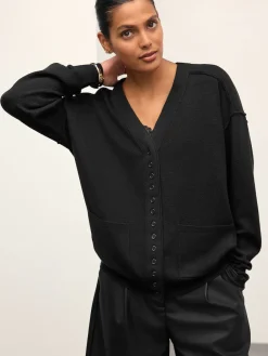 Next Black Supersoft V-Neck Cardigan With Pockets Clearance