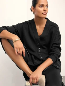 Next Black Supersoft V-Neck Cardigan With Pockets Clearance