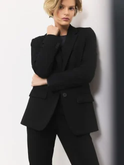 Next Tailored Single Breasted Blazer With Wool Black Hot