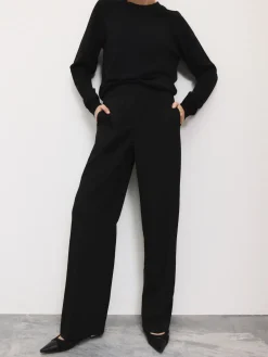 Next Tailored Wide Leg Trousers With Wool Black Sale