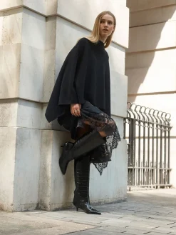 Next Forever Comfort® Knee High Underset Heel Boots Black Textured Best