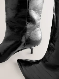 Next Forever Comfort® Knee High Underset Heel Boots Black Textured Best