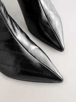 Next Forever Comfort® Knee High Underset Heel Boots Black Textured Best