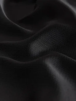 Next Textured Satin Short Sleeve Twist Front Midi Dress Black Discount