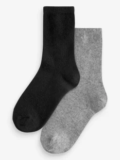Next Black Thermal Merino Wool Blend Ankle Socks 2 Pack with Cashmere Best