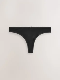 Next Black Thong Cotton Rich Knickers 5 Pack Clearance