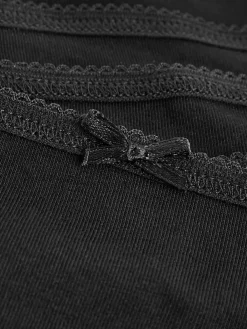 Next Black Thong Cotton Rich Knickers 5 Pack Clearance