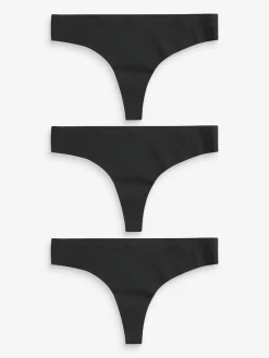 Next Thong No VPL Comfort Knickers 3 Pack Black Clearance