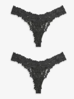 Next Black Thong Ultimate Comfort Lace Knickers 2 Pack Sale