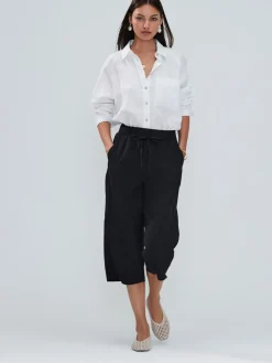 Next Tie Waist Linen Blend Culottes Black Discount