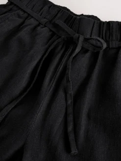 Next Tie Waist Linen Blend Culottes Black Discount