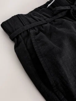 Next Tie Waist Linen Blend Culottes Black Discount