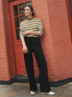 Next Black Tie Waist Wide Leg Trousers Online