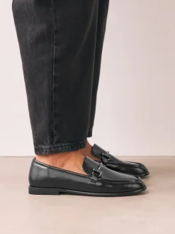 Next Trim Round Toe Loafers Black Discount