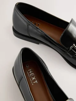 Next Trim Round Toe Loafers Black Discount