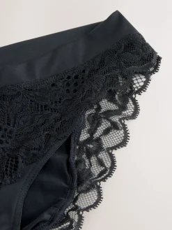 Next Ultimate Comfort Lace Back High Leg Knickers Black New