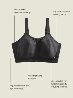 Next Ultimate Support Non Pad Minimising Wired Dry Tech High Impact Sports Bra Black New