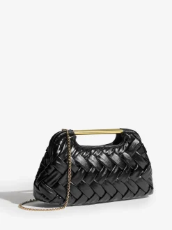 Lipsy Weave Grab Handle Clutch Bag Black Hot