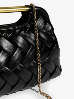 Lipsy Weave Grab Handle Clutch Bag Black Hot