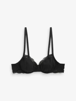 Next Black/ White/Pastel Rose Nude Non Pad Balcony Cotton Blend Ultimate Comfort Bras 3 Pack Best