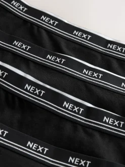 Next Black with Black Logo High Rise High Leg Cotton Logo Knickers 4 Pack Best