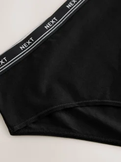 Next Black with Black Logo High Rise High Leg Cotton Logo Knickers 4 Pack Best